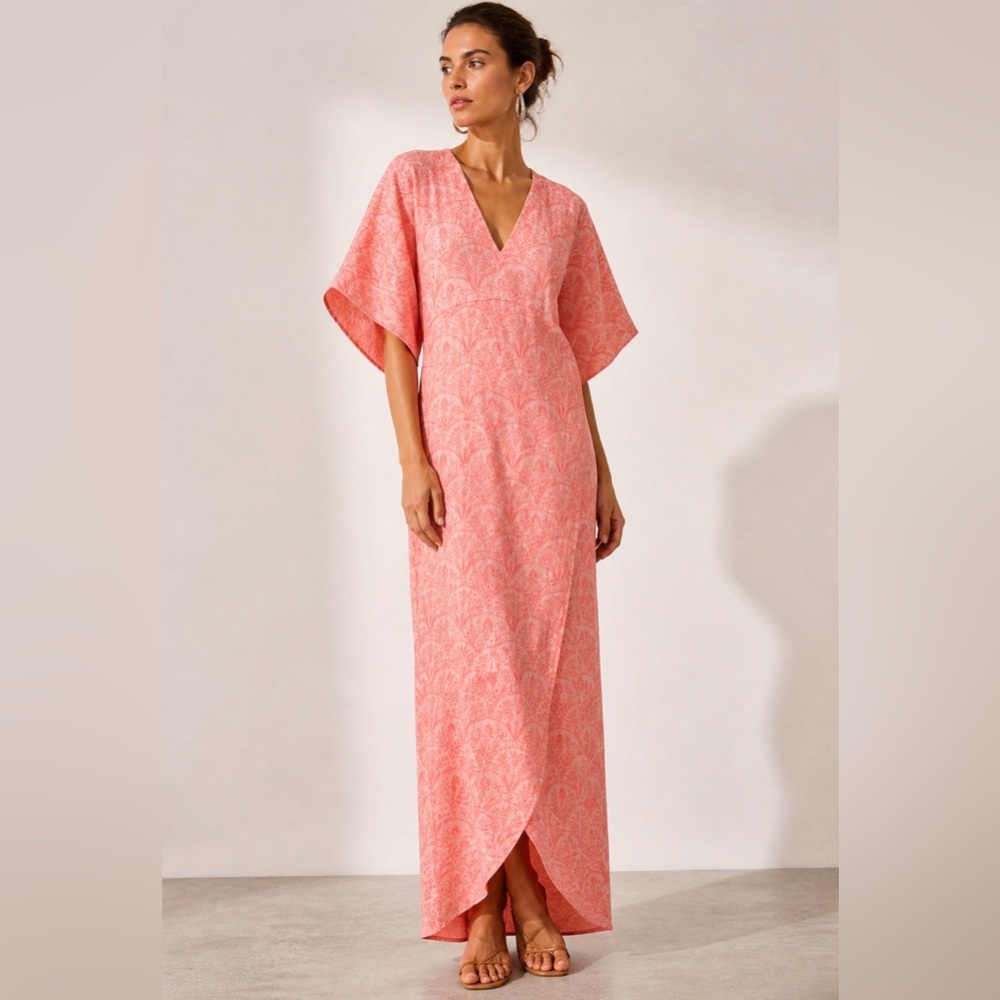 Maria Cornejo Coral Textured Maxi Dress | V-Neck | Sculptural Sleeves | NWT